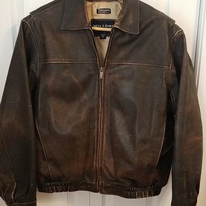 Men's brown leather jacket